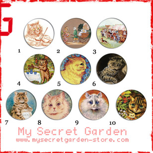 Louis Wain- Cat Art Painting Pinback Button Badge Set 1a or 1b ( or Hair Ties / 4.4 cm Badge / Magnet / Keychain Set )